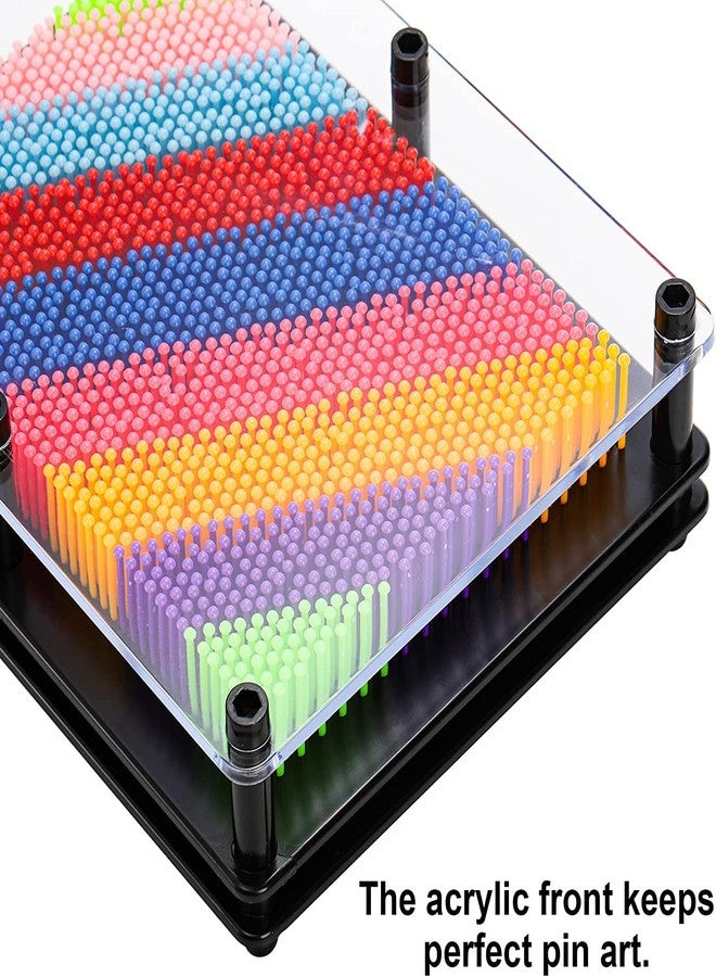 Hacaroa 3 Pack 3D Pin Art Toy, Rainbow Plastic Pin Art Board Sensory Sculpture Toy, Pin Impression Hand Mold Needle Toy for Kids, Adults, Home, Office Decoration, 3 Sizes - Image 3